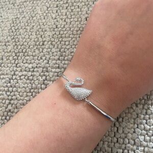Swarovski Rhodium-Plated Crystal Swan Bangle Bracelet